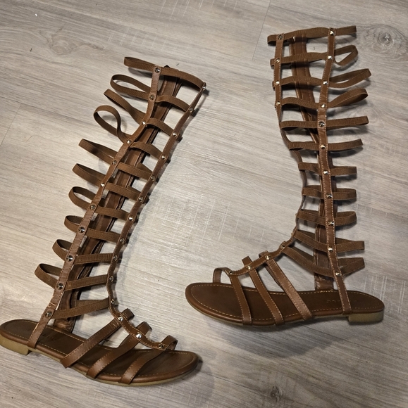 Bamboo Caged Gladiator Sandals Brown Sz 7 - Picture 2 of 9